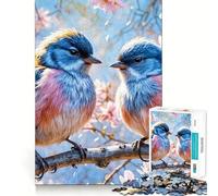 Rompecabezas para Adultos de 1000 Piezas con diseño de pájaros Azules en una Rama Corte Impecable Diversión para ejercitar la Mente,Juego para el Tiempo Libre y decoración navideña 38x52cm