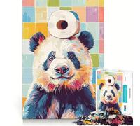 Rompecabezas para Adultos de 1000 Piezas con diseño de Panda con Papel higiénico en la Cabeza Refuerza la Memoria, es Relajante, Divertido Festivales (50x75cm)