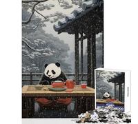 Rompecabezas para adultos de 1000 piezas con diseño de panda y pintura japonesa Juego práctico de 1000 piezas Un gran regalo para quienes buscan desarrollar su capacidad de análisis y lógica (50x75cm)