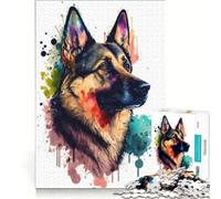 Rompecabezas para Adultos de 1000 Piezas con diseño de Pastor alemán en Acuarela, Ideal para Jugar en Familia, desarrollar el Pensamiento lógico y de análisis, y Regalar a Amigos y Familiares 38x26cm