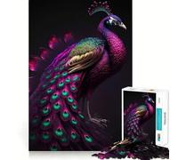 Rompecabezas para Adultos de 1000 Piezas con diseño de Pavo Real,Arte de Borde Premium,Rompecabezas de lógica,Juego para el Tiempo Libre,diversión,decoración navideña (50x75cm)