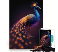 Rompecabezas para Adultos de 1000 Piezas con diseño de Pavo Real,Arte de Borde Premium,Rompecabezas de lógica,Juego para el Tiempo Libre,diversión,decoración navideña (38x52cm)