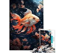 Rompecabezas para adultos de 1000 piezas con diseño de peces dorados en un acuario Ayuda a ejercitar el cerebro Juguete divertido y original para decorar la pared ideal para mayores de 14 años 38x26cm