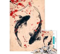 Rompecabezas para Adultos de 1000 Piezas con diseño de Peces koi y Acuarelas Juego Educativo desafío Juguete Juegos relajantes Actividades Familiares Regalo de cumpleaños (tamaño 50x75cm)