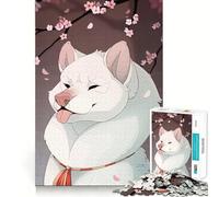 Rompecabezas para Adultos de 1000 Piezas con diseño de Perro Blanco y Flores de Cerezo Juego de lógica con Cortes de precisión y Bordes Lisos reuniones Familiares (38x52cm)