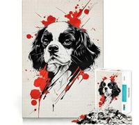 Rompecabezas para Adultos de 1000 Piezas con diseño de Perro Cavalier King Charles Spaniel,Arte de Bordes precisos,Juguete de construcción,Juego de Mesa,decoración navideña para Pared (50x75cm)