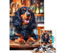 Rompecabezas para adultos de 1000 piezas con diseño de perro Cocker Spaniel y cerveza Juegos familiares Juguetes educativos Un gran regalo para pasar el tiempo en casa durante las vacaciones (50x75cm)