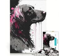Rompecabezas para Adultos de 1000 Piezas con diseño de Perro Flat Coated Retriever Rosa Juegos relajantes, Actividades Divertidas para Hacer en casa y Fortalecer el Amor en Pareja 50x75cm