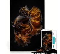 Rompecabezas para Adultos de 1000 Piezas con diseño de pez Betta,Dorado y Negro,Ajuste, Arte,Juego Mental,Regalo,Juego Lento, (38x26cm)