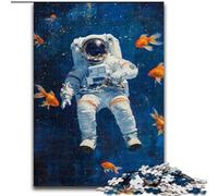 Rompecabezas para Adultos de 1000 Piezas con diseño de pez Dorado Astronauta Un Juego desafiante para Disfrutar en Familia con Piezas de Formas aleatorias Que encajan Perfectamente tamaño 26x38cm