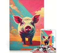 Rompecabezas para Adultos de 1000 Piezas con diseño de Piglet Estilo Pop Art Juegos educativos Actividades Familiares Regalo de cumpleaños Regalos de Viaje 50x75cm