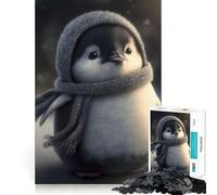 Rompecabezas para Adultos de 1000 Piezas con diseño de pingüino bebé,Bordes impecables,Divertido Juguete para ejercitar la Mente,Escena navideña acogedora y entretenida (38x26cm)
