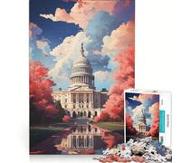 Rompecabezas para Adultos de 1000 Piezas con diseño de Pintura al óleo de Washington Juego práctico para Decorar el hogar cumpleaños y Navidad 38x52cm