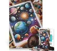 Rompecabezas para Adultos de 1000 Piezas con diseño de Planetas en el Espacio Decoración con Bordes definidos Juguete Que desafía la Mente Ideal para Relajarse y divertirse (38x26cm)