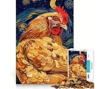 Rompecabezas para Adultos de 1000 Piezas con diseño de Pollo en la Noche Estrellada Diseño de Corte preciso Juguete Divertido para Resolver Problemas Ideal para el Tiempo Libre y de cumpleaños