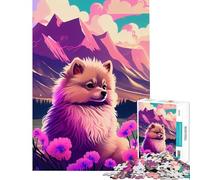 Rompecabezas para Adultos de 1000 Piezas con diseño de Pompones de Naturaleza Pomerania Juguetes educativos para Aprender y ejercitar la Mente Juego de ingenio para Toda la Familia Regalos