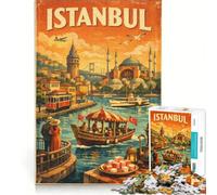 Rompecabezas para Adultos de 1000 Piezas con diseño de póster de Viaje a Estambul, Juegos Divertidos para Toda la Familia, con Piezas de Formas aleatorias Que encajan Perfectamente 38x26cm