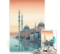 Rompecabezas para Adultos de 1000 Piezas con diseño de póster de Viaje a Estambul, un Juego práctico, Divertido y con Humor, Ideal para añadir a la Lista de Deseos con Papá Noel 50x75cm
