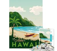 Rompecabezas para Adultos de 1000 Piezas con diseño de póster de Viaje a Hawái Juego práctico Que desafía la Inteligencia Cerebral Juguetes adictivos Regalos de cumpleaños para Mujeres tamaño 38x52cm