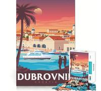 Rompecabezas para Adultos de 1000 Piezas con diseño de póster de Viaje de Dubrovnik,Bordes definidos,decoración,desafío Mental,Juguete para Relajarse, (50x75cm)