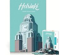 Rompecabezas para Adultos de 1000 Piezas con diseño de póster de Viaje de Helsinki,Ideal para divertirse y desafiar la Mente Un Juego Acogedor y Divertido, Regalar en cumpleaños (38x52cm)