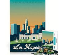 Rompecabezas para Adultos de 1000 Piezas con diseño de póster de Viaje de Los Ángeles,Ideal para divertirse y desafiar la Mente Un Juego Acogedor y Divertido, Regalar en cumpleaños