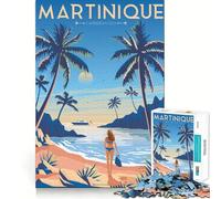 Rompecabezas para Adultos de 1000 Piezas con diseño de póster de Viaje de Martinica,Ideal para divertirse y desafiar la Mente Un Juego Acogedor y Divertido, Regalar en cumpleaños 38x26cm