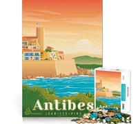 Rompecabezas para Adultos de 1000 Piezas con diseño de pósteres de Viaje de Antibes Arte de Corte preciso Juego para ejercitar la Mente y Relajarse (38x52cm)