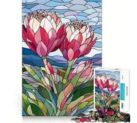 Rompecabezas para Adultos de 1000 Piezas con diseño de proteas en vidrieras de Corte preciso Juguete para desarrollar la Agilidad Mental Ideal para Relajarse y Disfrutar de la decoración de Pared