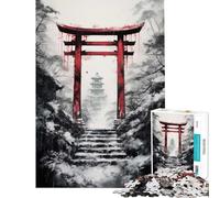 Rompecabezas para Adultos de 1000 Piezas con diseño de Puerta Torii Japonesa Diversión en casa Regalos para Mujeres Juego Familiar para Mayores de 14 años (50x75cm)