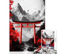 Rompecabezas para Adultos de 1000 Piezas con diseño de Puerta Torii Japonesa Juguetes antiestrés Regalos de Amigo Secreto Juegos relajantes para cumpleaños y Navidad tamaño 38x52cm