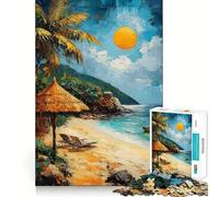 Rompecabezas para Adultos de 1000 Piezas con diseño de Puesta de Sol en la Playa Tropical Juego de Ajuste preciso Juguete Inteligente para el Cerebro Tiempo Libre Regalo Ideal para cumpleaños