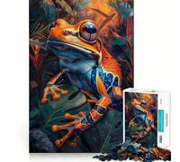 Rompecabezas para Adultos de 1000 Piezas con diseño de Rana Naranja Tropical, Bordes impecables, Divertido Juego para concentrarse y Jugar tranquilamente, Ideal para la decoración navideña (50x75cm)