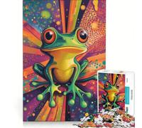 Rompecabezas para Adultos de 1000 Piezas con diseño de Rana psicodélica Juego práctico desafiante de completar colección de Artistas Bellas Artes 38x26cm