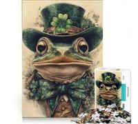 Rompecabezas para Adultos de 1000 Piezas con diseño de Rana Vintage para el Día de San Patricio Juegos educativos y Divertidos para Hacer en casa Cada Pieza es única 50x75cm