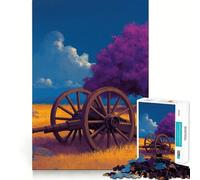 Rompecabezas para Adultos de 1000 Piezas con diseño de Rueda de carreta Antigua,Corte Suave,Arte Creativo,Juego Mental,diversión para el Tiempo Libre,Regalo navideño Relajante (50x75cm)