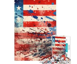 Rompecabezas para Adultos de 1000 Piezas con diseño de Salpicaduras de Pintura de Estados Unidos Juegos relajantes para Pasar el Tiempo en casa Durante Las Vacaciones Diversión Garantizada (38x52cm)