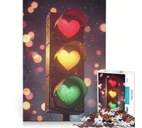 Rompecabezas para Adultos de 1000 Piezas con diseño de semáforo en Forma de corazón Juegos educativos decoración de Pared Regalo de cumpleaños Regalos de Viaje 50x75cm
