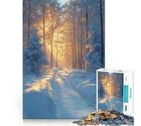 Rompecabezas para Adultos de 1000 Piezas con diseño de Sendero Invernal en el Bosque con Bordes Lisos y Cortes de precisión reuniones Familiares (50x75cm)