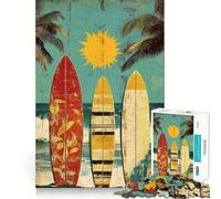 Rompecabezas para Adultos de 1000 Piezas con diseño de Tablas de Surf y Ambiente Playero Juego de lógica fácil de Usar Decoración navideña para Pared (38x26cm)