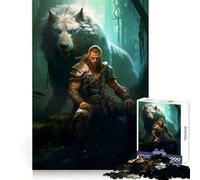 Rompecabezas para Adultos de 1000 Piezas con diseño de Thor, Odín y el Lobo, Ideal para Mejorar la Memoria y Pasar un Buen rato Navidad (38x52cm)