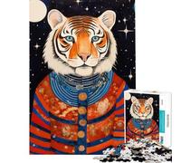 Rompecabezas para Adultos de 1000 Piezas con diseño de Tigre Arte Animal Tribal Juego de ingenio para divertirse en Familia cumpleaños y Navidad (tamaño 38x52cm)