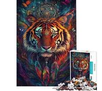 Rompecabezas para Adultos de 1000 Piezas con diseño de Tigre atrapasueños Juegos relajantes Juguetes educativos y de Aprendizaje Regalos de cumpleaños para aliviar el estrés (tamaño 38x26cm)