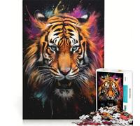 Rompecabezas para Adultos de 1000 Piezas con diseño de Tigre salpicado de Polvo Juegos relajantes ejercita tu Cerebro y Tus Manos cumpleaños y Navidad 38x52cm