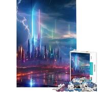 Rompecabezas para Adultos de 1000 Piezas con diseño de tormenta eléctrica neón Actividades Divertidas para Disfrutar en casa Durante Las Vacaciones Juegos Divertidos para Mayores de 14 años (50x75cm)