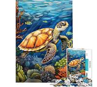 Rompecabezas para Adultos de 1000 Piezas con diseño de Tortuga Marina y Acuario Juguete para Adultos Decoración de Pared cumpleaños y Navidad (tamaño 38x26cm)