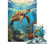 Rompecabezas para Adultos de 1000 Piezas con diseño de Tortuga Marina y Acuario Juguete para Adultos Decoración de Pared cumpleaños y Navidad (tamaño 38x52cm)