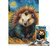 Rompecabezas para Adultos de 1000 Piezas con diseño de un simpático puercoespín, Ideal para Jugar en Familia y aliviar el estrés Incluye póster y Hoja de Preguntas a Juego 38x26cm