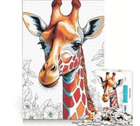 Rompecabezas para Adultos de 1000 Piezas con diseño de una Adorable Jirafa, Ideal para Relajarse, de dificultad Alta o Muy Baja, añadir a la Lista de Deseos de Papá Noel 38x26cm