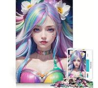 Rompecabezas para Adultos de 1000 Piezas con diseño de una Hermosa niña arcoíris,Piezas de Corte Limpio,Juguete Divertido para divertirse,Juego de Tiempo Libre,decoración navideña,Regalo (38x26cm)